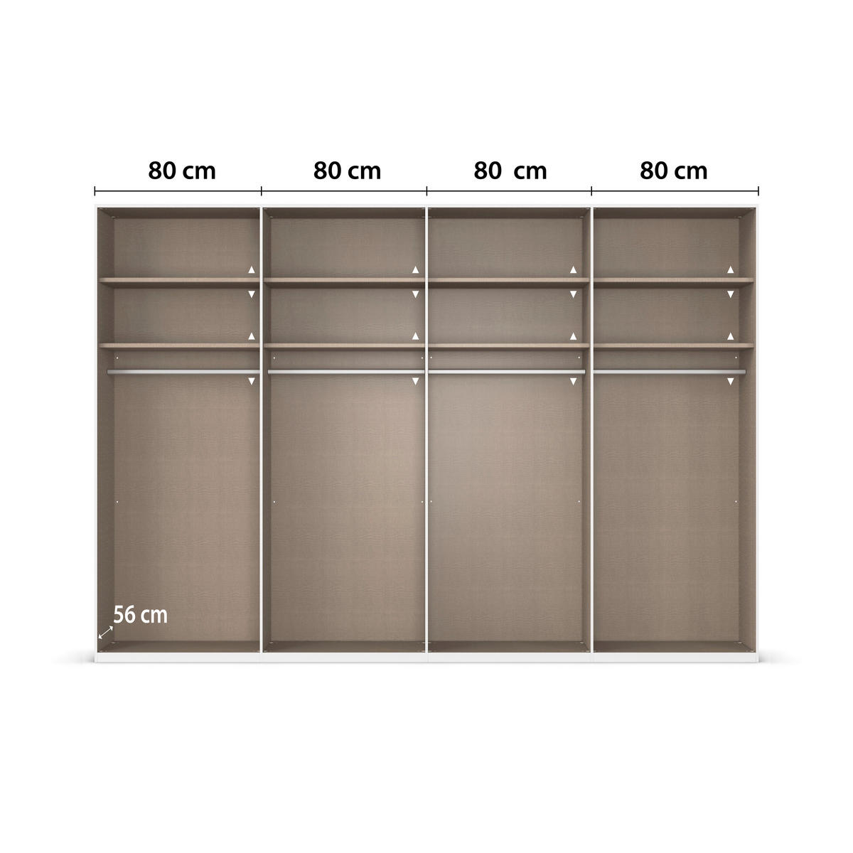 SCHWEBETÜRENSCHRANK 322/223/68 cm 4-türig Weiß  - Alufarben/Weiß, Basics, Glas/Holzwerkstoff (322/223/68cm) - Novel
