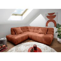 ECKSOFA ITALIA in Chenille Rostfarben  203/254 cm  - Rostfarben/Schwarz, MODERN, Kunststoff/Textil (203/254cm) - Livetastic