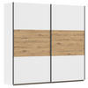 SCHWEBETÜRENSCHRANK Weiss, Eiche Artisan  - Weiss/Eiche Artisan, Modern, Holzwerkstoff/Metall (218/210/59cm) - Rauch Möbel