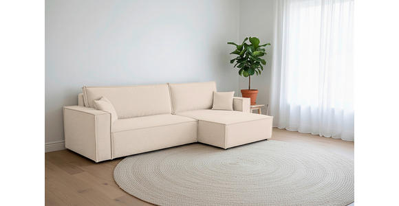 ECKSOFA inkl. Funktionen Beige Cord  - Beige/Schwarz, Design, Textil (267/141cm) - Xora