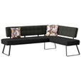 ECKBANK 225/169 cm  in Schwarz, Dunkelbraun  - Dunkelbraun/Schwarz, Design, Textil/Metall (225/169cm) - Dieter Knoll