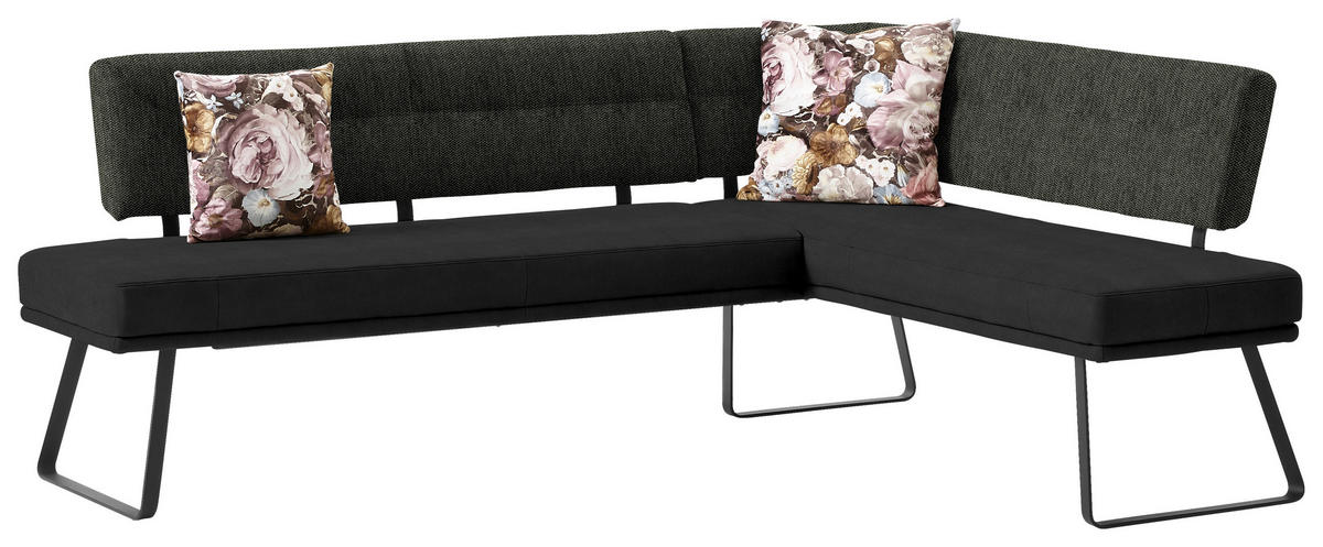 ECKBANK 225/169 cm  in Schwarz, Dunkelbraun  - Dunkelbraun/Schwarz, Design, Textil/Metall (225/169cm) - Dieter Knoll