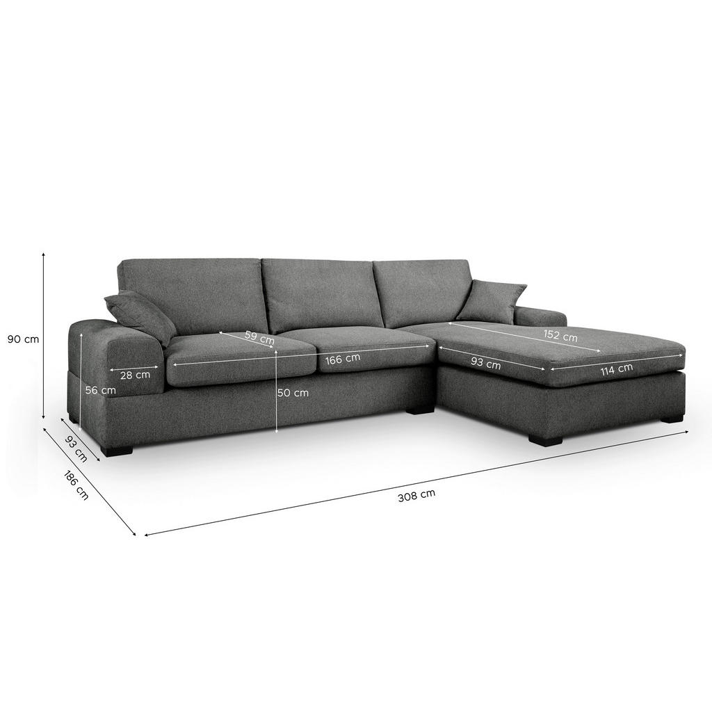 Thumbnail - Mid.you Ecksofa Veda, Grau, Textil, 5-Sitzer, Füllung: Kaltschaum, L-Form, 308x186 cm, Made in EU, FSC Mix, Wohnzimmer, ...