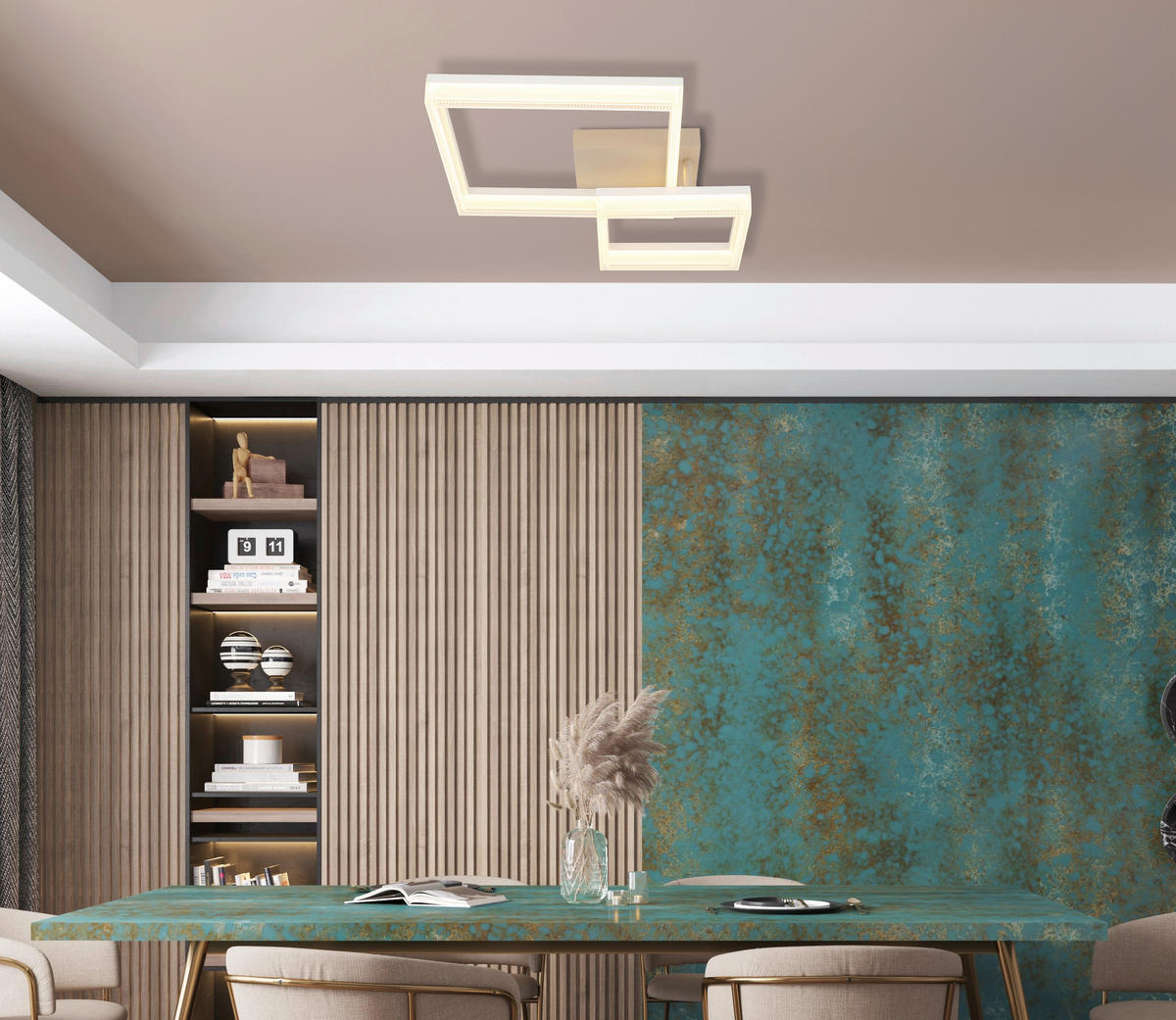 LED-DECKENLEUCHTE ZARA 62,5/46,5/12,3 cm   - Sandfarben/Transparent, Design, Kunststoff/Metall (62,5/46,5/12,3cm) - Globo