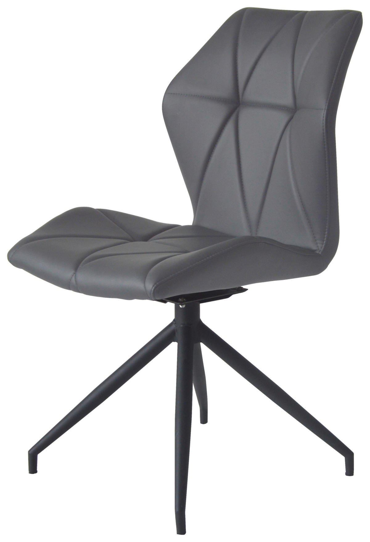 STUHL-SET 2 Stück  in Stahl Lederlook  - Schwarz/Grau, KONVENTIONELL, Textil/Metall (52/90,5/62cm) - MID.YOU