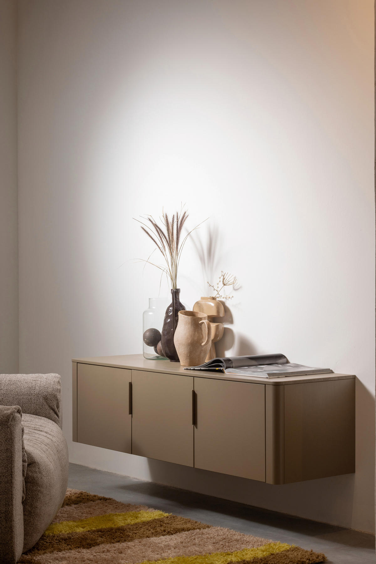 LOWBOARD Gunnar 154/56/44 cm  stehend, hängend  - Schlammfarben, Design, Holz/Metall (154/56/44cm) - Livetastic