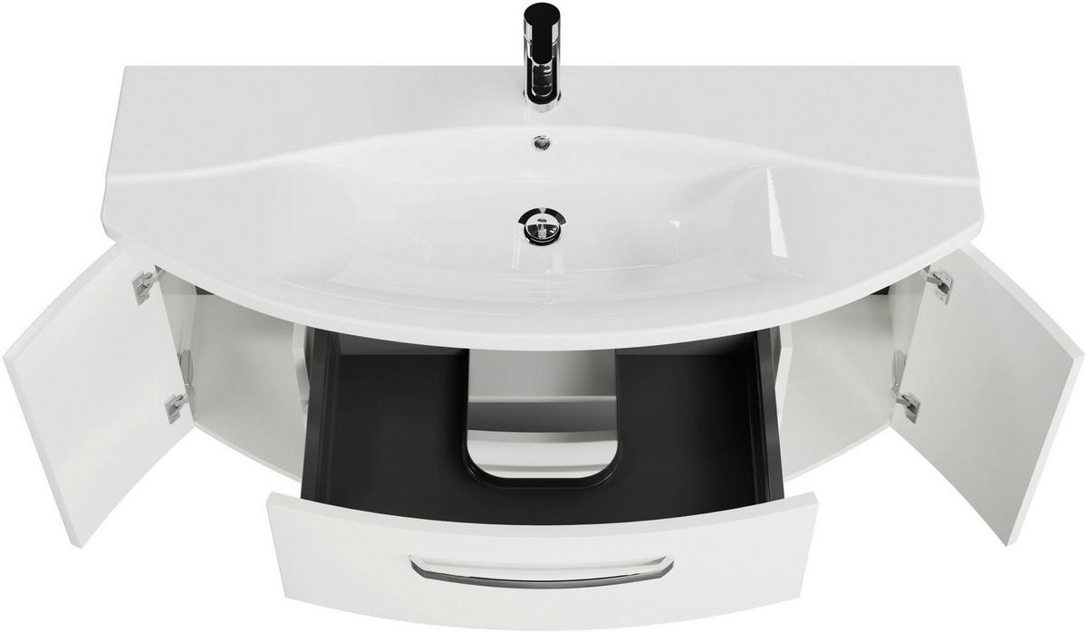 BADEZIMMER 3-teilig  in 120,5 cm  - Chromfarben/Weiß Hochglanz, MODERN, Glas/Keramik (120,5cm) - Sadena