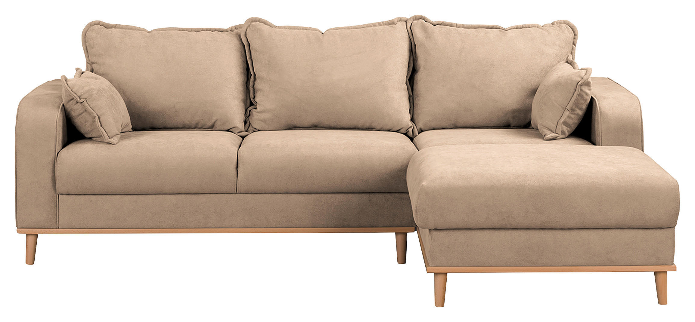 ECKSOFA Beata Beige Mikrofaser  - Wengefarben/Beige, Design, Holz/Textil (230/150cm) - Livetastic