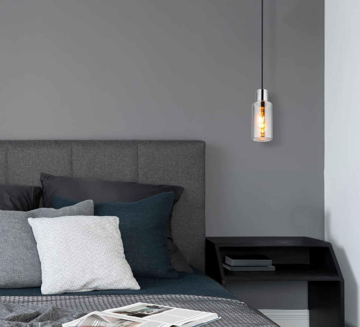 HÄNGELEUCHTE 10/120 cm    - Schwarz, Basics, Glas/Metall (10/120cm) - Globo