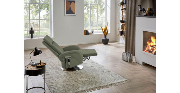 RELAXSESSEL in Leder Grün - Edelstahlfarben/Grün, Design, Leder/Metall (70/108/80cm) - Cantus