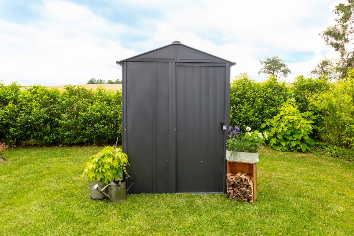 GERÄTEHAUS 151/198/122 cm  - Grau, Basics, Metall (151/198/122cm) - Ambia Garden