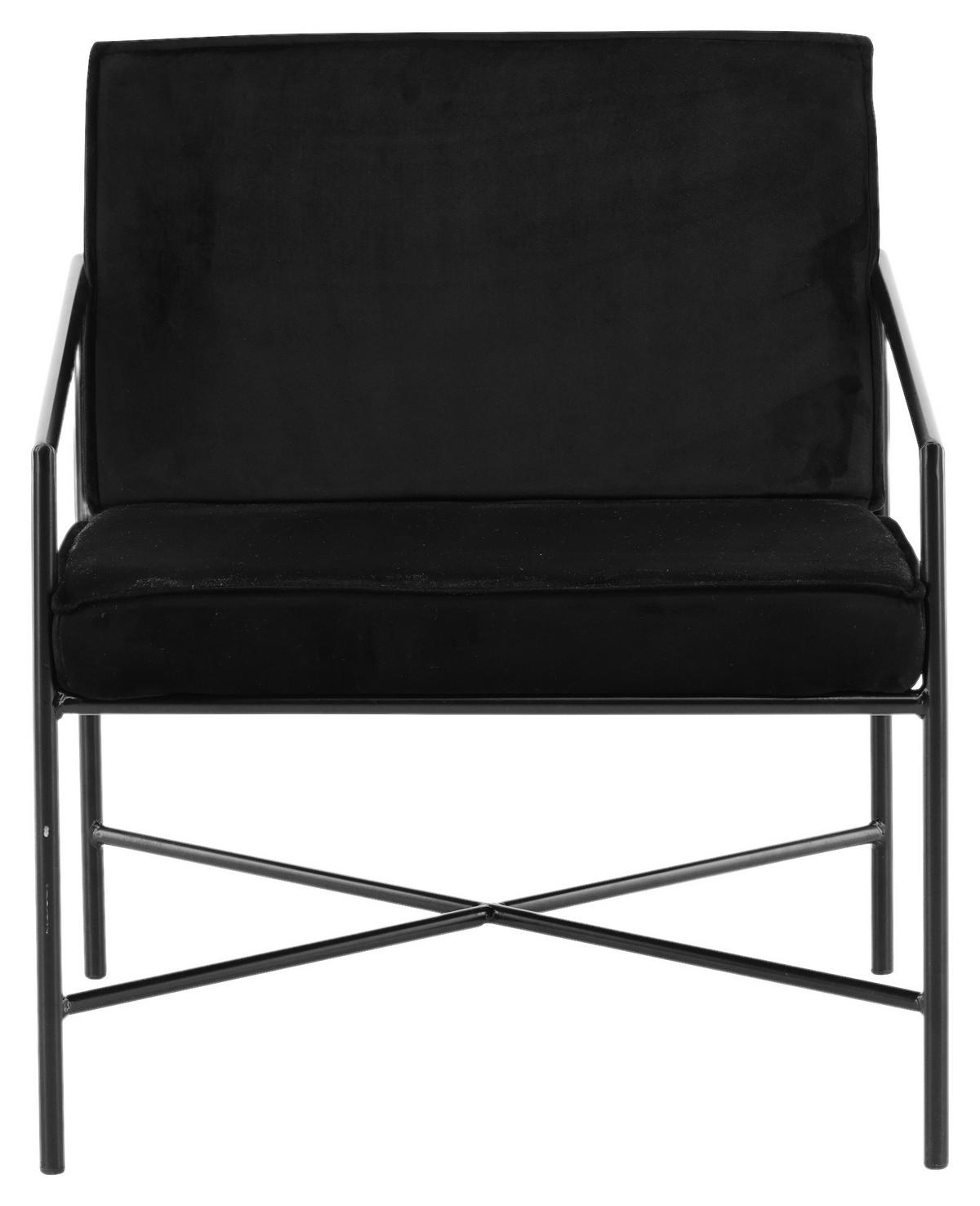 SESSEL in Samt Schwarz  - Schwarz, Design, Textil/Metall (66/78/65cm) - Livetastic