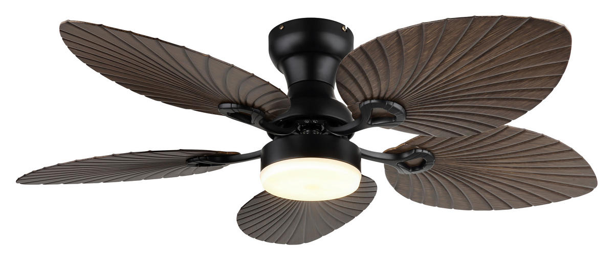 Ventilator mit Beleuchtung ELISE 107/28,5 cm   - Opal/Schwarz, KONVENTIONELL, Kunststoff/Metall (107/28,5cm) - Globo