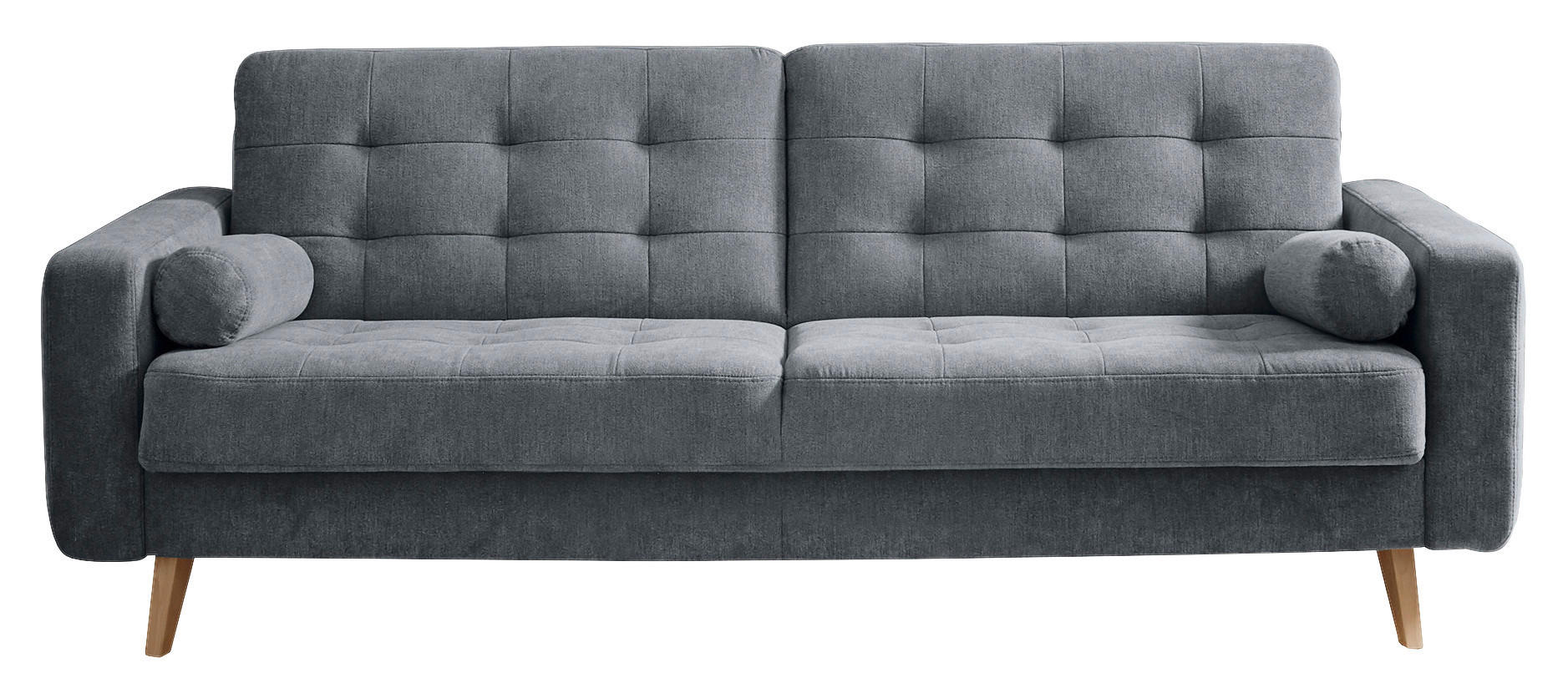 SCHLAFSOFA Mikrovelours Anthrazit  inkl.  - Eichefarben/Anthrazit, MODERN, Holz/Textil (222/86/90cm) - MID.YOU