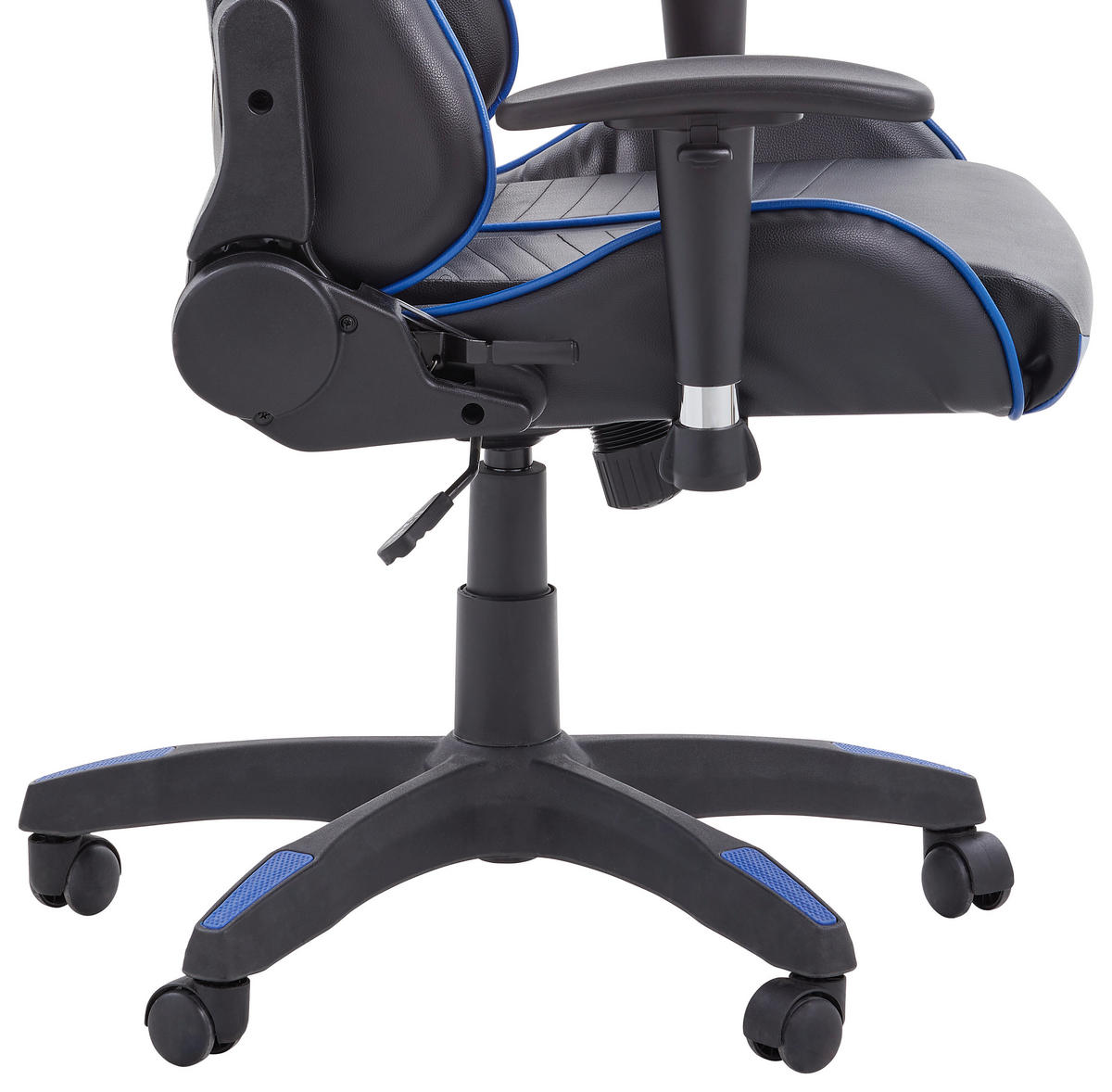 Sportsitz Bürostuhl in Schwarz mit Blau aus Kunstleder mit  Kunststoffgestell - Sinito