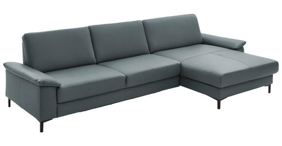 ECKSOFA in Echtleder Blaugrau 334/176 cm - Blaugrau/Schwarz, Design, Leder/Metall (334/176cm) - Dieter Knoll