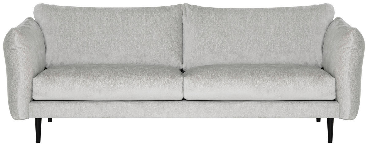 3,5-SITS SOFFA i chenille ljusgrå  - ljusgrå/svart, Klassisk, metall/textil (252/82/99cm) - Hom`in