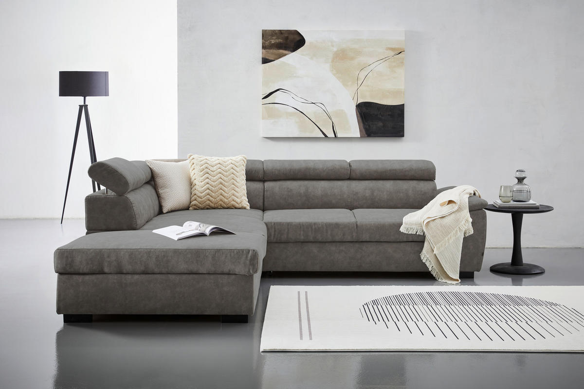 ECKSOFA in Lederlook Grau  - Schwarz/Grau, Design, Kunststoff/Textil (230/263cm) - Hom`in