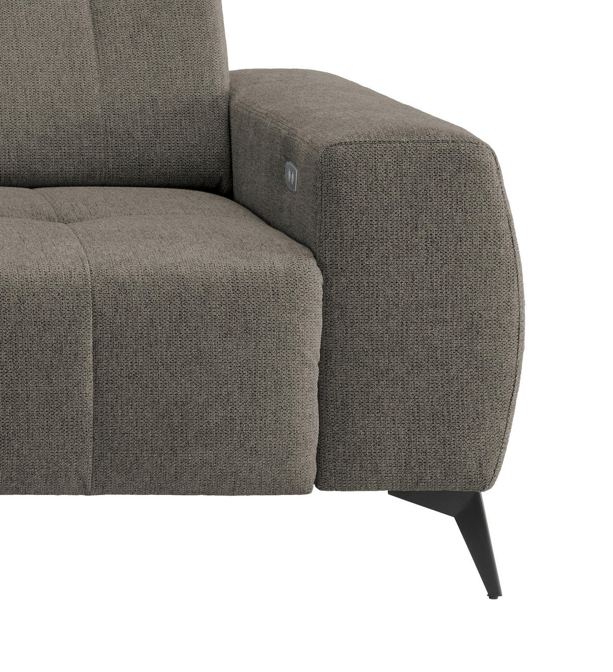 ECKSOFA in Chenille Graubraun  - Graubraun/Schwarz, Modern, Textil/Metall (180/258cm) - Livetastic