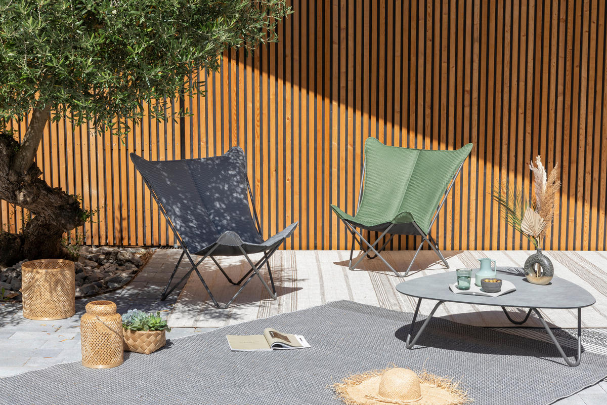 GARTEN-RELAXSESSEL Stahl  - Titanfarben/Olivgrün, Basics, Kunststoff/Metall (91/87/83cm) - Lafuma Mobilier