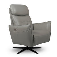 RELAXSESSEL in Leder Grau  - Schwarz/Grau, Design, Leder/Metall (77/107/88cm) - Livetastic