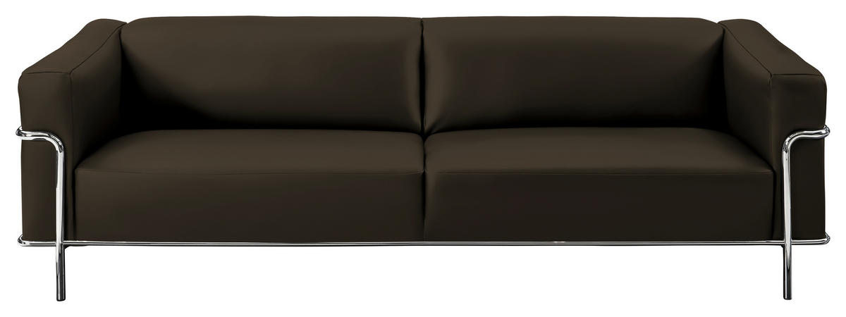 3-SITZER-SOFA in Echtleder Dunkelgrün  - Chromfarben/Dunkelgrün, Design, Leder/Metall (236/67/96cm) - Johann Jakob