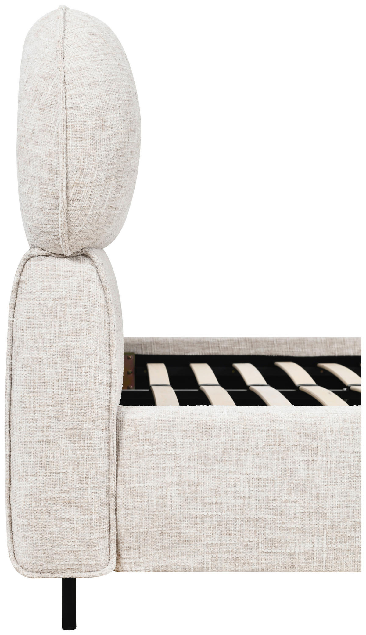 POLSTERBETT 180/200 cm, inkl. gepolstertes Kopfteil, Lattenrost,  in Beige  - Eichefarben/Beige, Design, Holz/Textil (180/200cm) - Boxxx