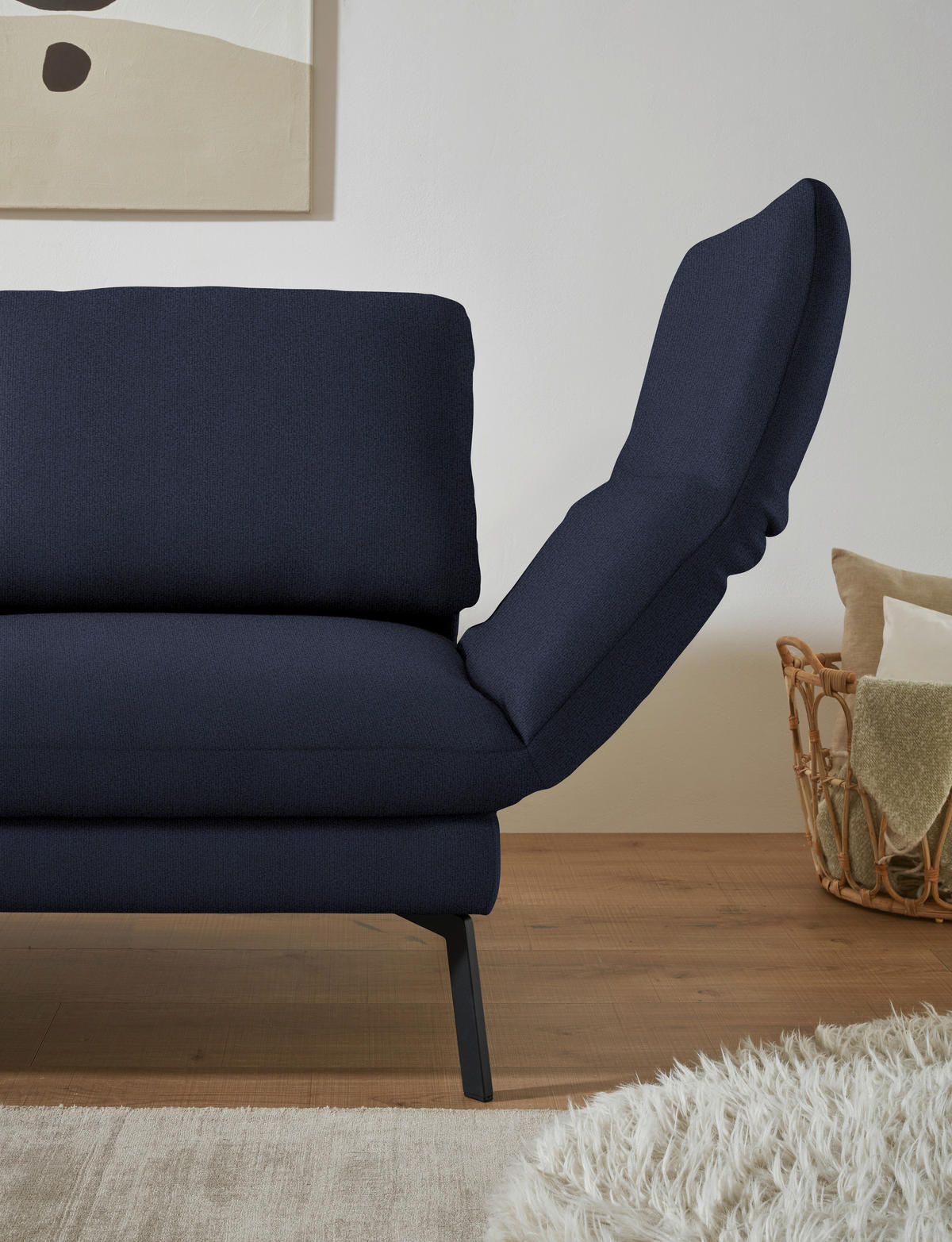 ECKSOFA  in Flachgewebe Blau  175-224/255-365 cm  - Blau/Schwarz, Design, Textil/Metall (175-224/255-365cm) - Dieter Knoll