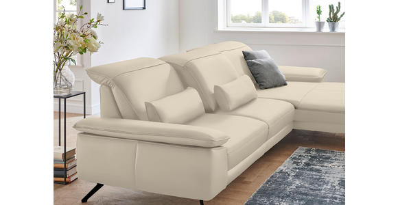 ECKSOFA in Echtleder Creme  - Creme/Schwarz, Design, Leder/Metall (328/193cm) - Dieter Knoll