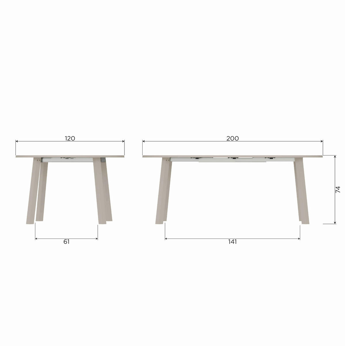 ESSTISCH in Holz 120-200/120/75 cm  - Grau, MODERN, Holz (120-200/120/75cm) - Livetastic