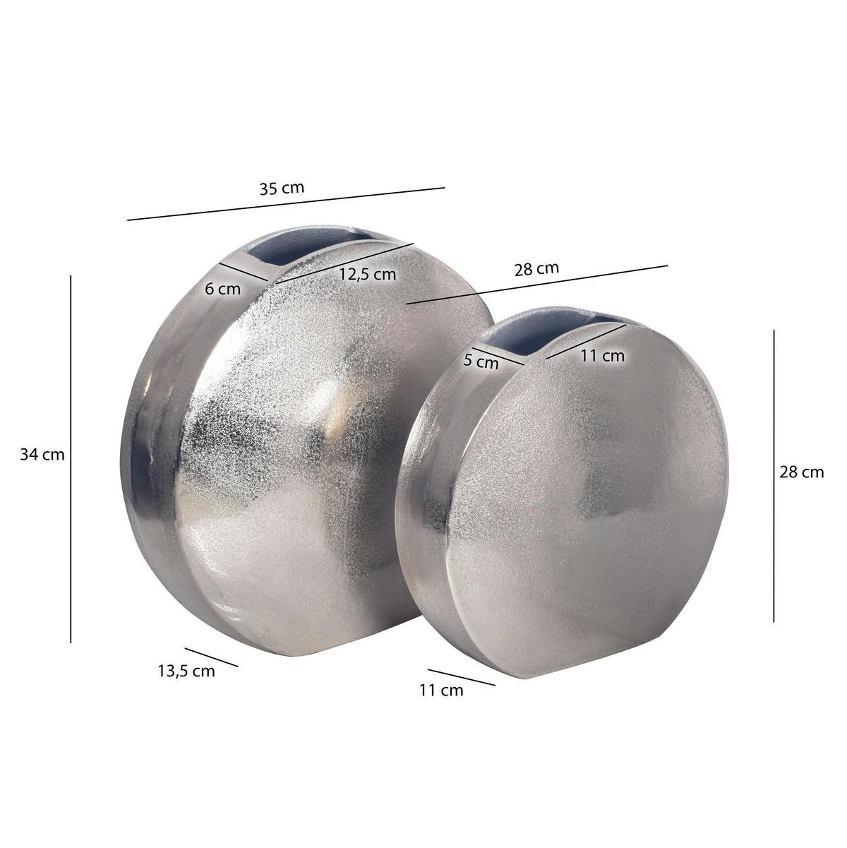 DEKOVASE  - Silberfarben, Design, Metall (35/34/13,5cm) - Livetastic
