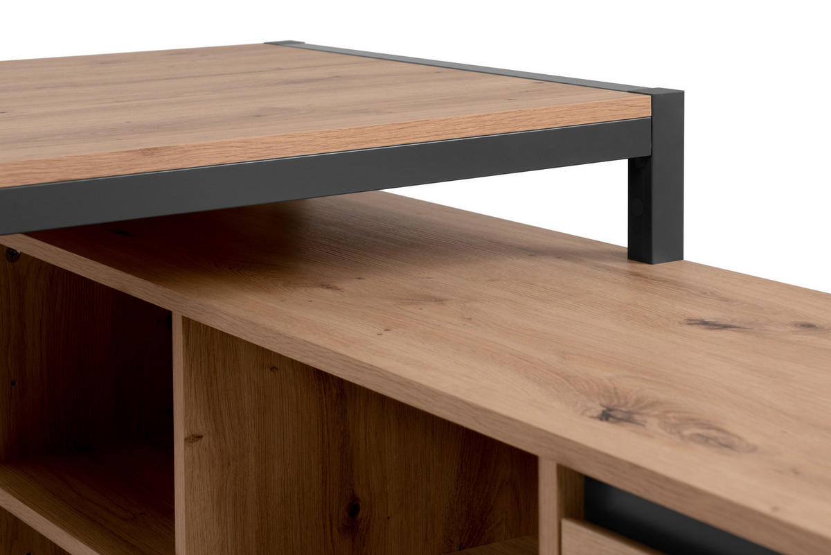 ECKSCHREIBTISCH - Anthrazit/Eiche Artisan, MODERN, Holzwerkstoff (139/139/75cm) - MID.YOU
