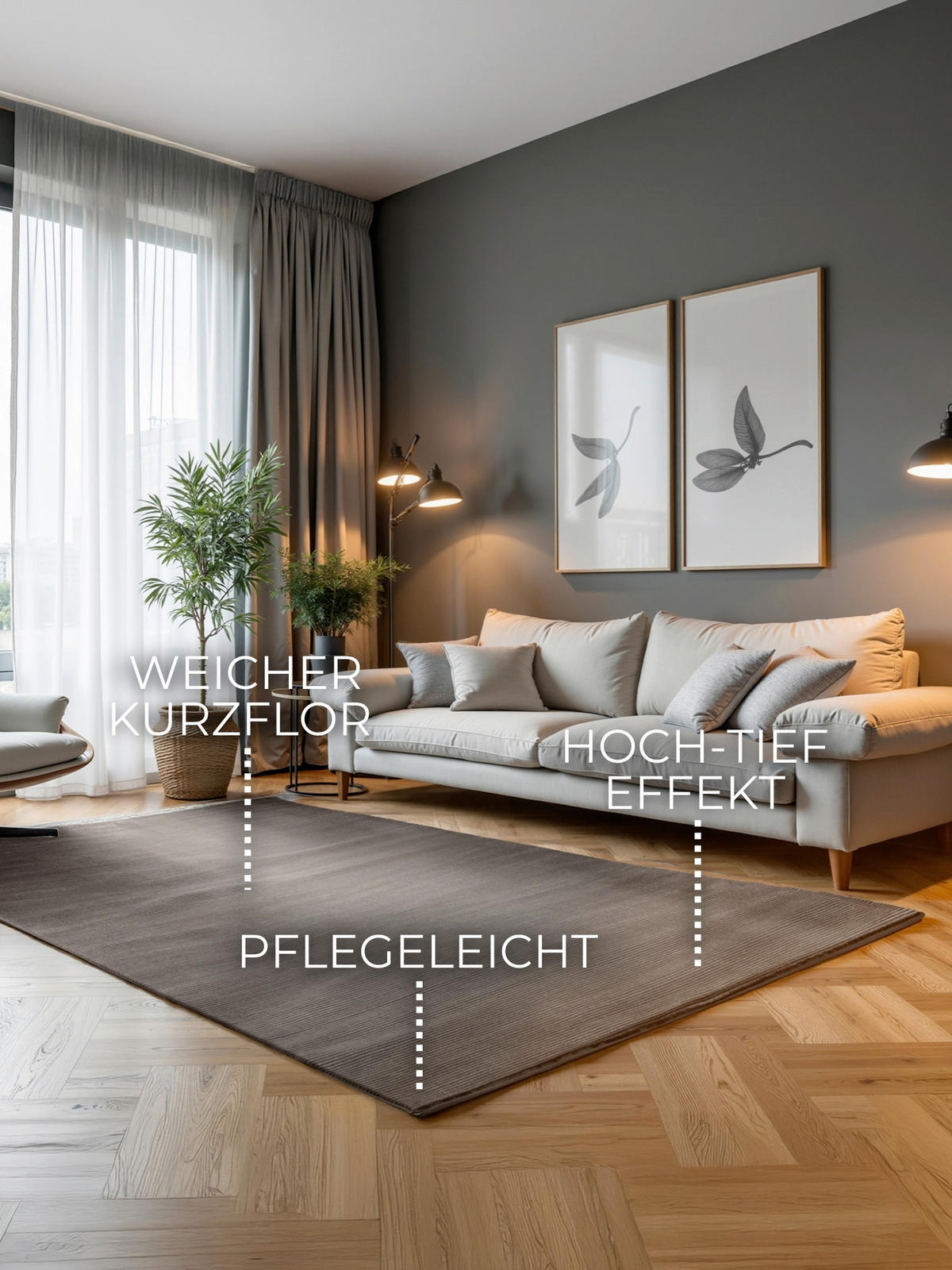 TEPPICH 120/170 cm Perles Anthrazit, Creme  - Anthrazit/Creme, Basics, Kunststoff (120/170cm) - Elle Decoration