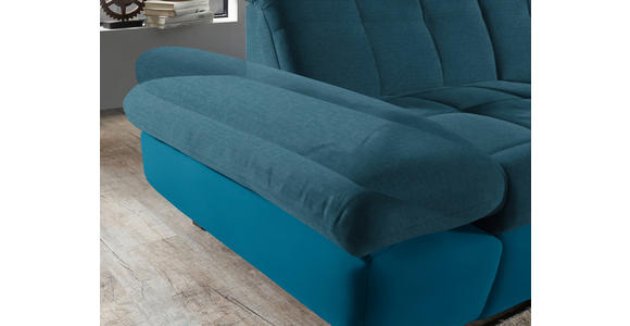 ECKSOFA in Mikrofaser Dunkelblau  - Schwarz/Dunkelblau, Design, Textil/Metall (204/341cm) - Xora