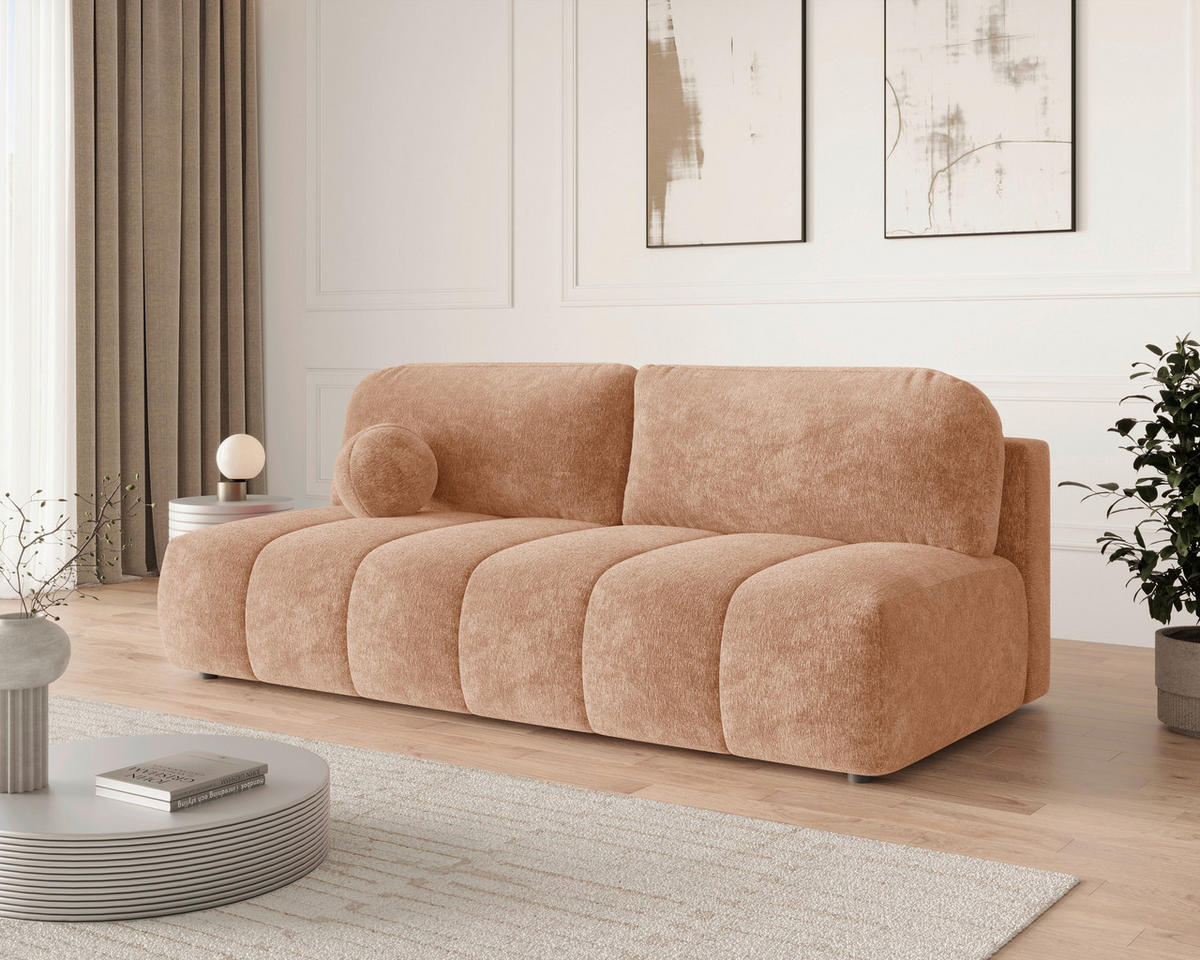SCHLAFSOFA Chenille Hellrot  inkl. Zierkissen, Rückenkissen, Bettkasten, Schlaffunktion, Rücken echt, Liegefläche im Originalstoff  - Hellrot/Schwarz, MODERN, Kunststoff/Textil (210/88/104cm) - Milino