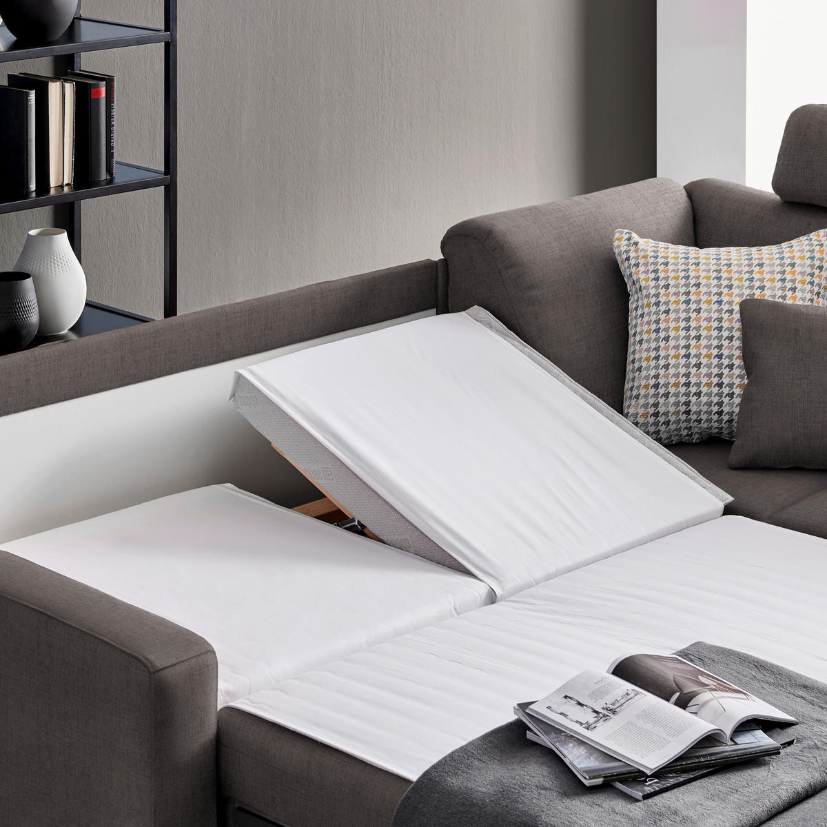 ECKSOFA in Chenille Grau  227/208 cm  - Alufarben/Grau, KONVENTIONELL, Textil/Metall (227/208cm) - Sedda