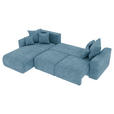 ECKSOFA in Samt Blau  - Chromfarben/Blau, KONVENTIONELL, Kunststoff/Textil (195/293cm) - Carryhome