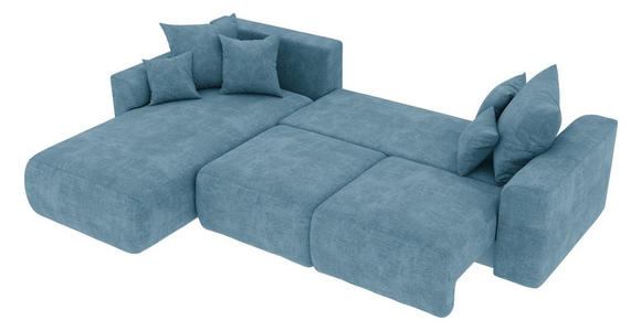 ECKSOFA in Samt Blau  - Chromfarben/Blau, KONVENTIONELL, Kunststoff/Textil (195/293cm) - Carryhome