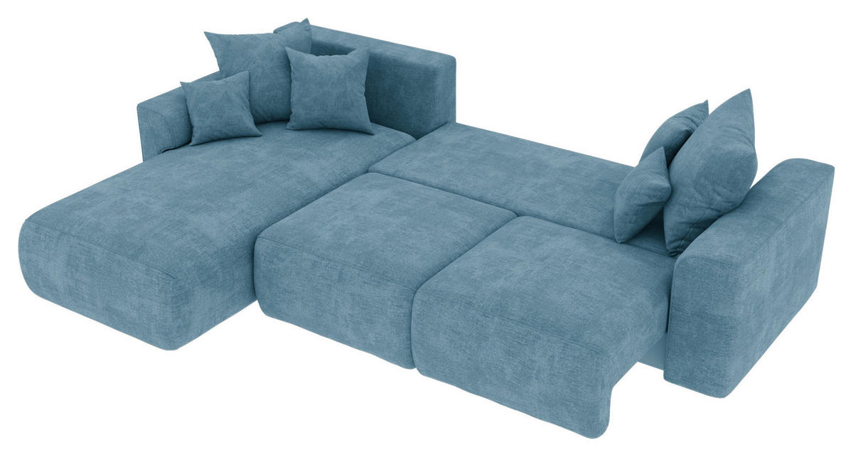 ECKSOFA in Samt Blau  195/293 cm  - Chromfarben/Blau, KONVENTIONELL, Kunststoff/Textil (195/293cm) - Carryhome
