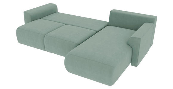 ECKSOFA in Velours Mintgrün  293/195 cm  - Chromfarben/Mintgrün, KONVENTIONELL, Kunststoff/Textil (293/195cm) - Carryhome