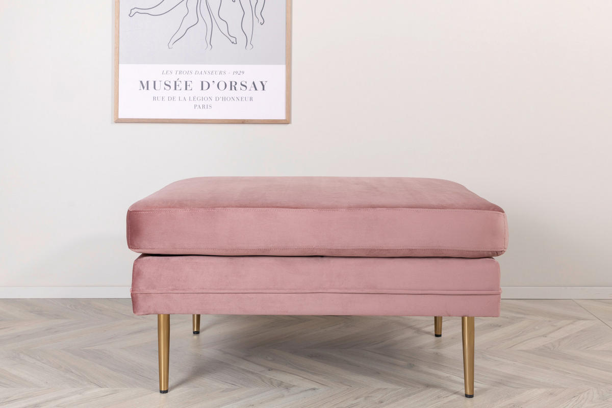 HOCKER Goldfarben, Pink  - Pink/Goldfarben, Design, Kunststoff/Textil (90/49/70cm) - Livetastic