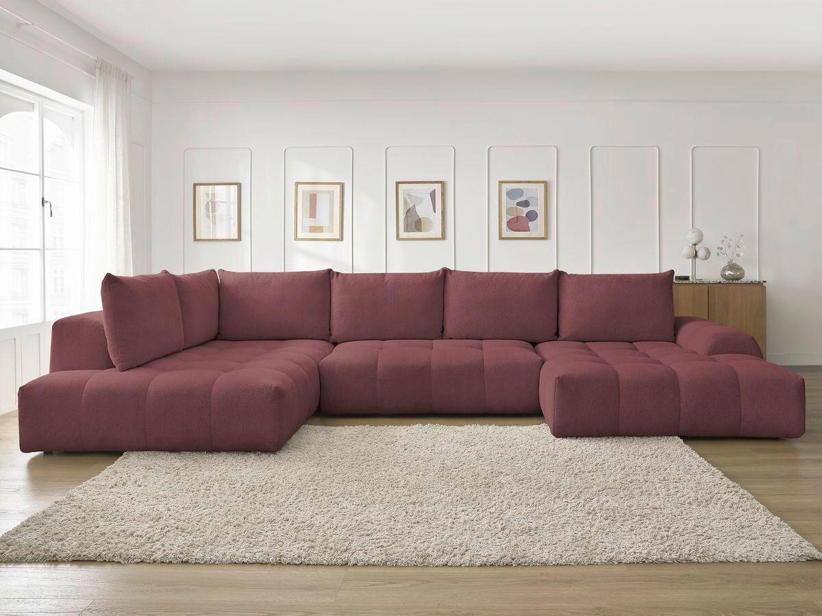 ECKSCHLAFSOFA EVEREST  mit Rücken echt, Armteil links, Armteil rechts Flachgewebe Rot  - Rot/Schwarz, MODERN, Kunststoff/Textil (423/212/90cm)