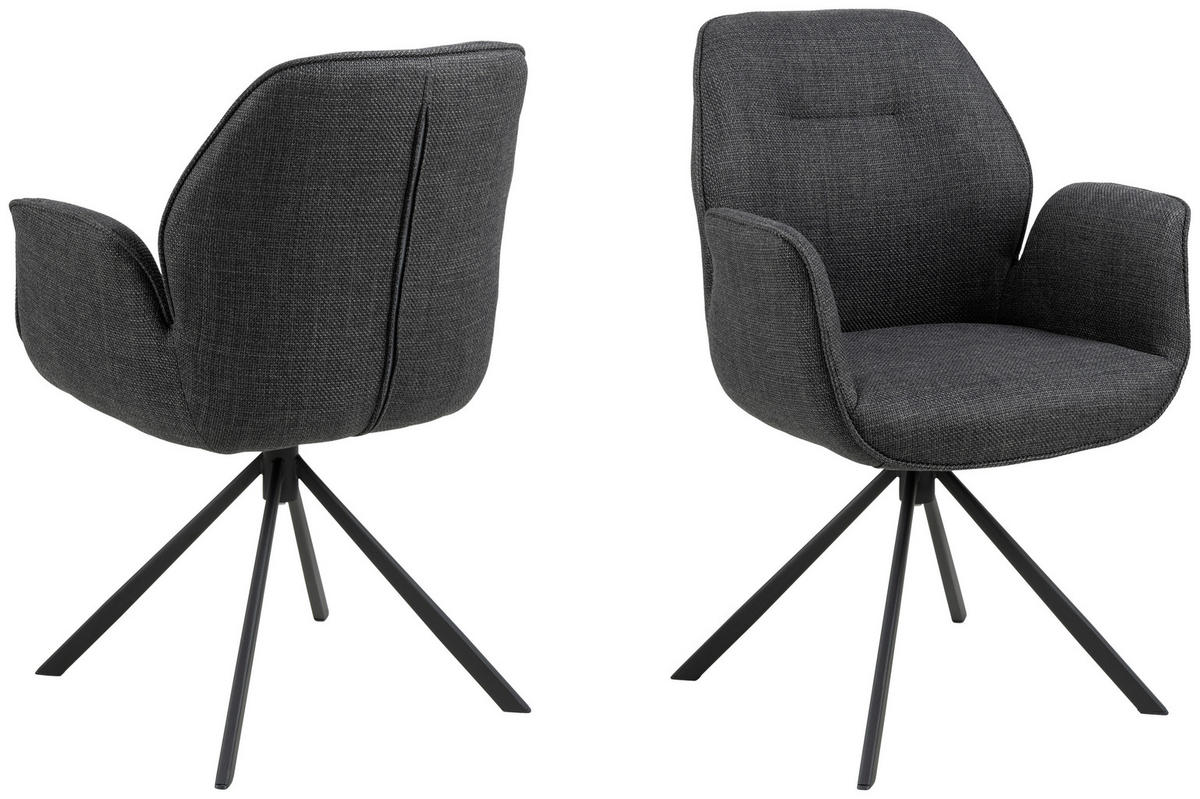 ŽIDLE S PODRUČKAMI, tkaná látka, tmavě šedá - černá/tmavě šedá, Design, kov/textil (61/90/62cm) - MID.YOU