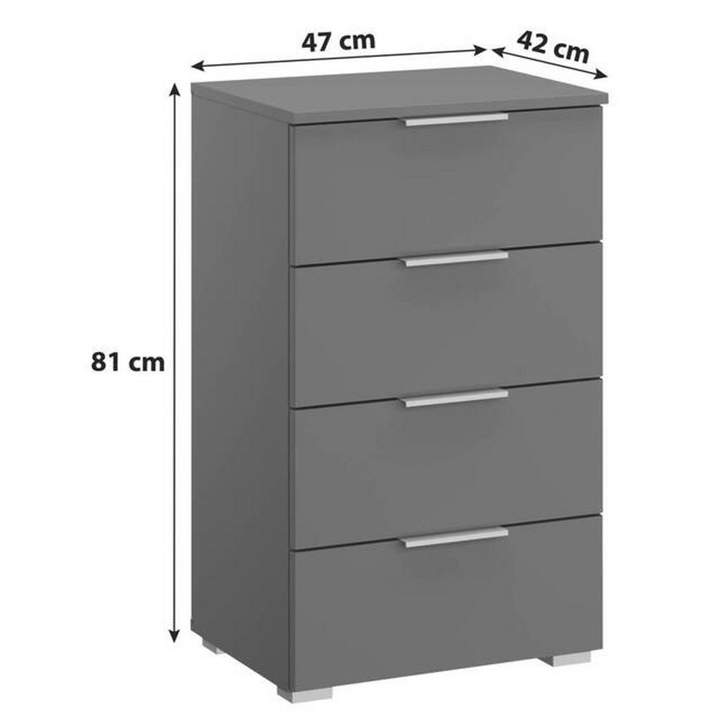 Thumbnail - Rauch Möbel Nachtschrank Rauch Alabama, Grau, Holzwerkstoff, 4 Schubladen, 47x81x42 cm, Blauer Engel, Goldenes M, BQ - B...