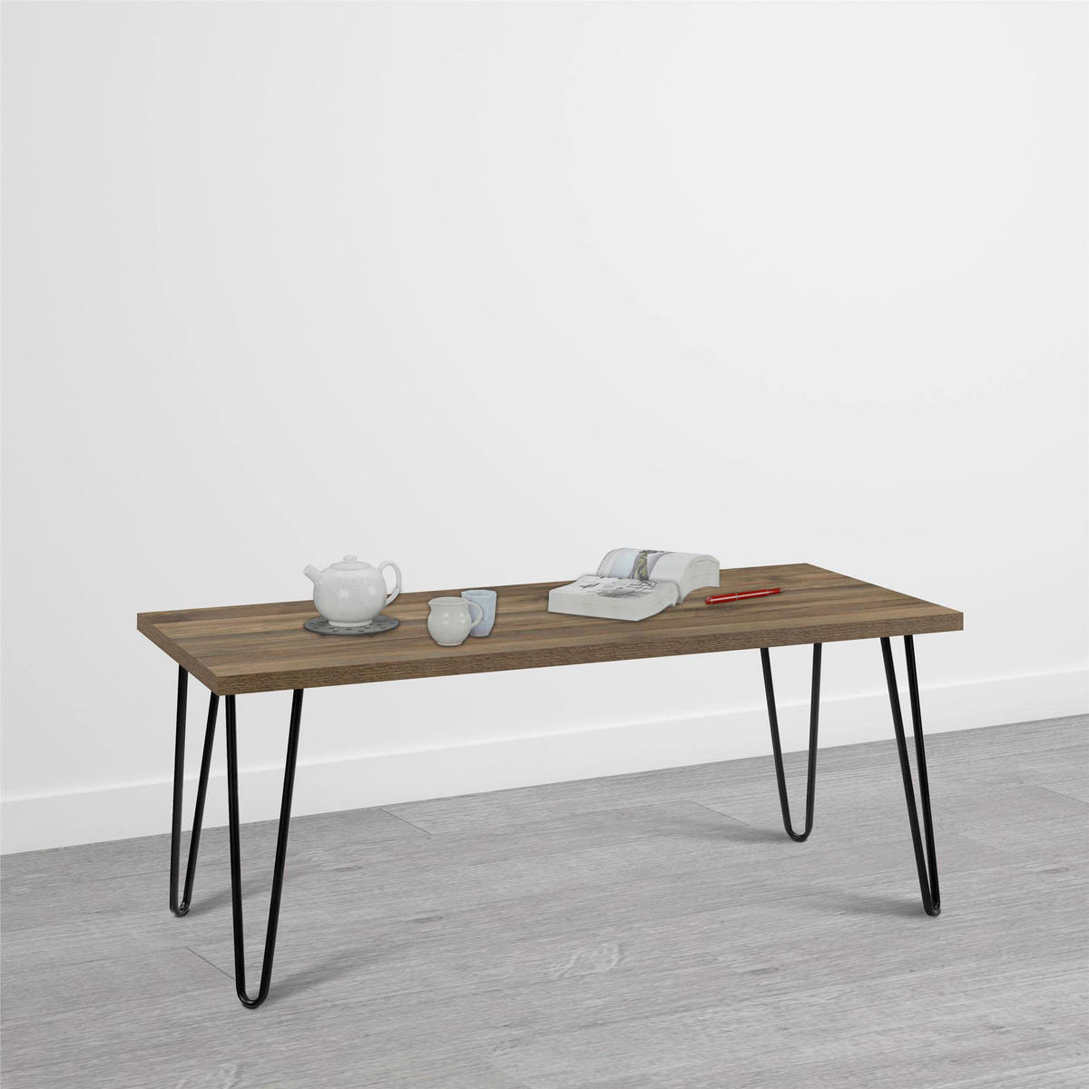 COUCHTISCH Owen 105/49/45 cm rechteckig Walnussfarben  - Walnussfarben/Schwarz, Design, Holzwerkstoff/Metall (105/49/45cm) - MID.YOU