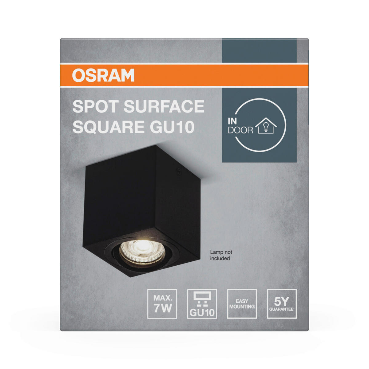 DECKENLEUCHTE 8/8/9,5 cm   - Schwarz, Basics, Metall (8/8/9,5cm) - Osram