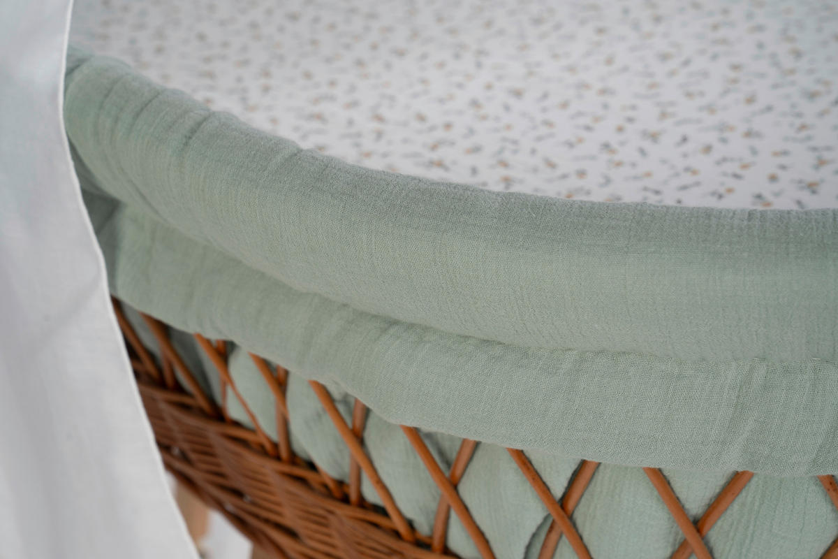 STUBENWAGEN-KOMPLETTSET Babybett Lounge natur   - Waldgrün/Buchefarben, Basics, Holz/Textil (60/167/100cm) - Mionido
