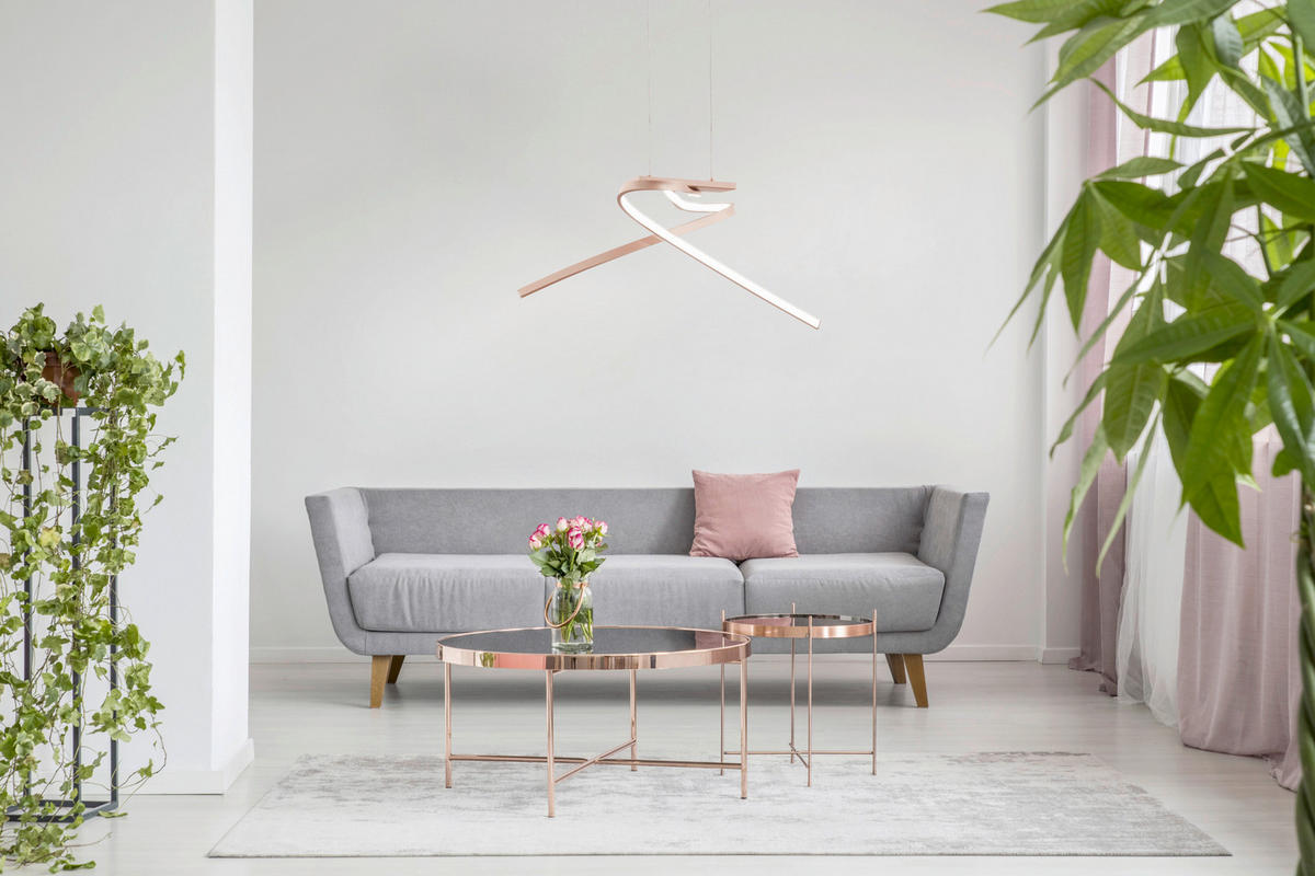 LED-HÄNGELEUCHTE Palozza 70,5 cm  - Goldfarben/Rosa, Design, Kunststoff/Metall (70,5cm) - Eglo