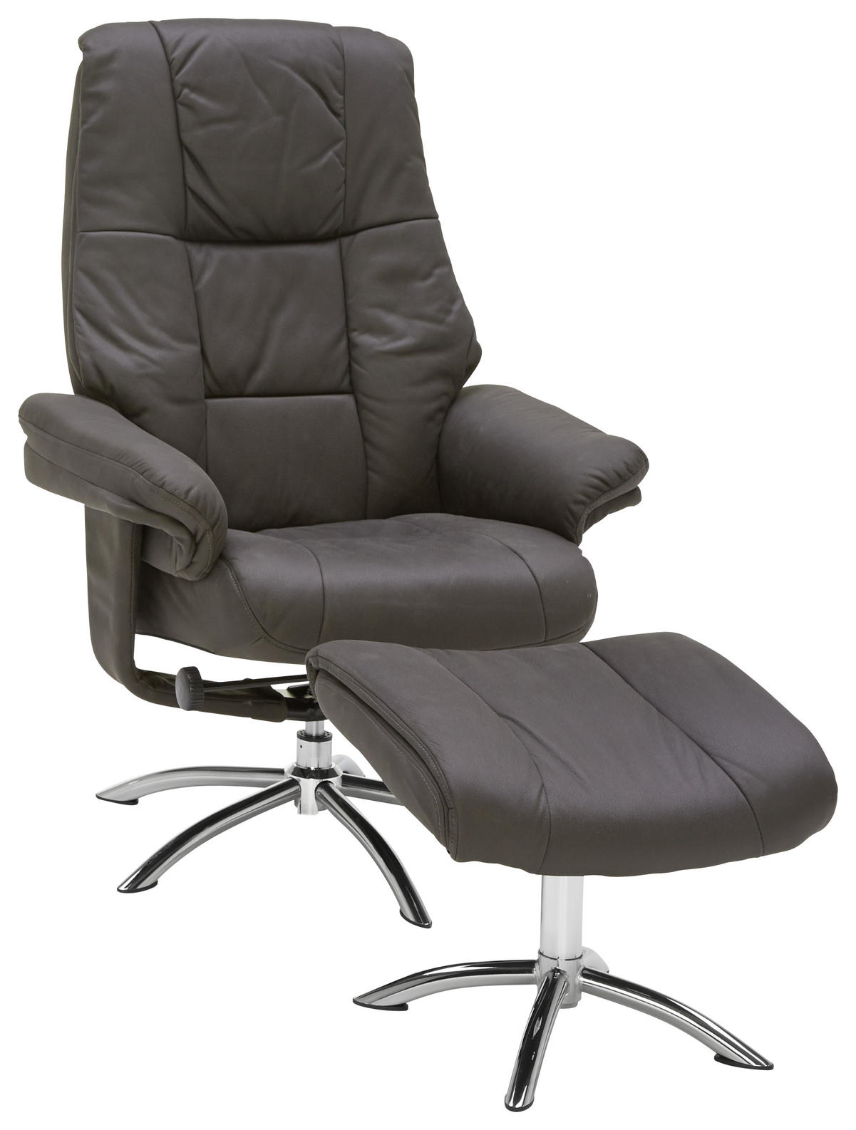 RELAXAČNÉ KRESLO S PODNOŽKOU, kov, textil, antracitová, chrómová - antracitová/chrómová, Design, kov/textil (78/98-114/86-113cm) - Cantus