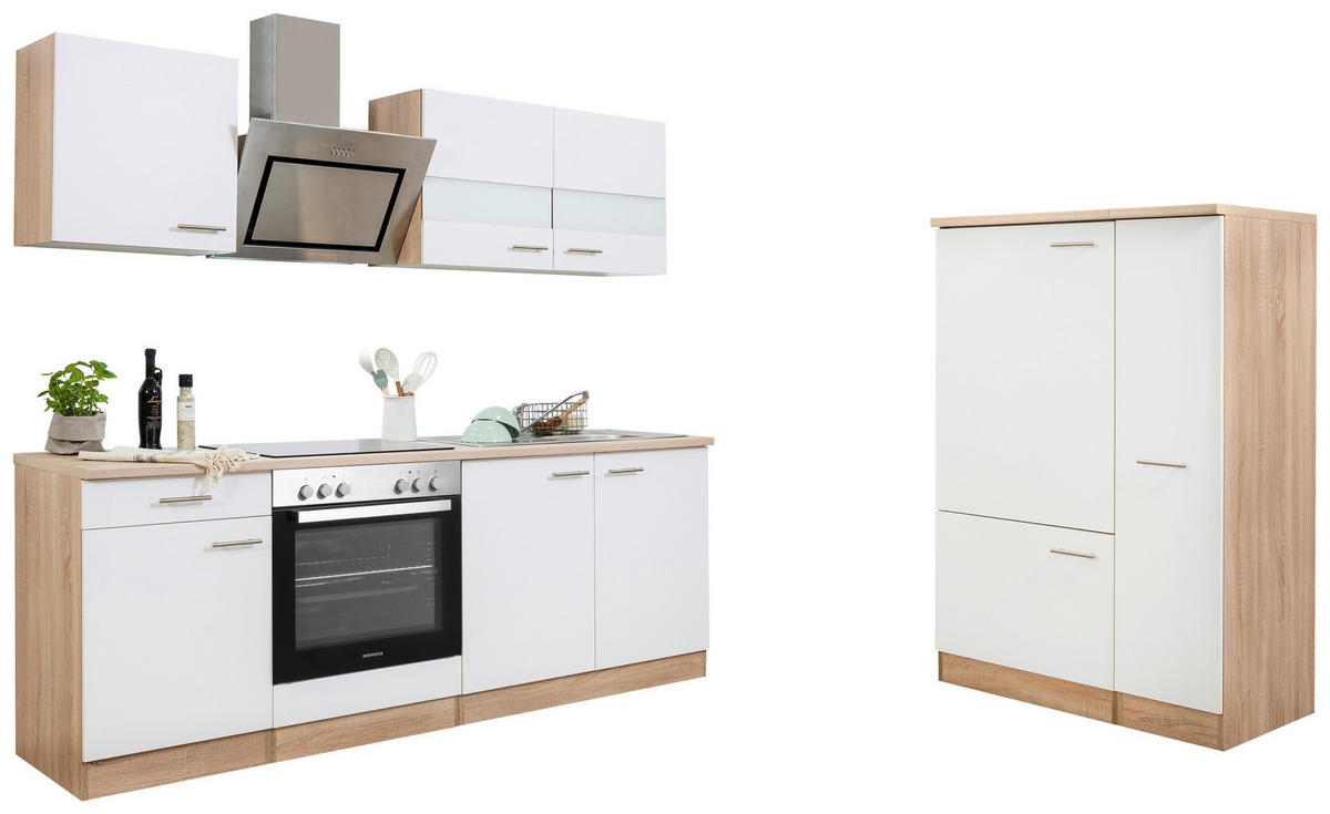 MODULKÖK 300 cm   i vit  - stålfärgad/vit, Basics, metall/trämaterial (300cm) - Respekta